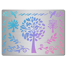 GORGECRAFT Stainless Steel Tree of Life Stencil Flower Vine Reusable Lace Stencils Birds Journal Tool for Painting Wood Burning Scrapbooking Wall Canvas Pyrography Engraving Crafts Home Decorations