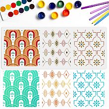 Large Geometric Stencils Geometric Wall Stencils Boho Stencils 39.4×15.7inch Reusable PET Material Large Template for Wall Patio Bathroom Floor Furniture DIY Art Crafts