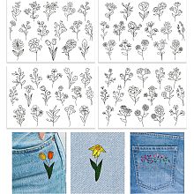 GLOBLELAND 4 Sheets Flowers Pattern Water Soluble Hand Sewing Stabilizers for Fabric Embroidery Stitch Practice Embroidery Stickers Wash Away Stabilizers for Embroidery Beginners Lovers