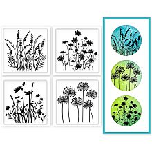 GLOBLELAND 4Pcs Mini Wildflower Clear Stamps for DIY Scrapbooking Mini Plant Silicone Clear Stamp Seals Transparent Stamps for Cards Making Photo Album Journal Home Decoration