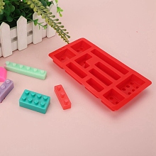 Honeyhandy Building Blocks Silicone Molds, Fondant Molds, Baking Molds, for Ice, Chocolate, Candy, Biscuits, UV Resin & Epoxy Resin Jewelry Making, Red, 150x84x17mm, Inner Diameter: 12~42x24~75mm