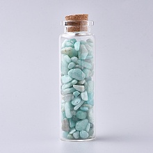 Honeyhandy Glass Wishing Bottle, For Pendant Decoration, with Amazonite Chip Beads Inside and Cork Stopper, 22x71mm