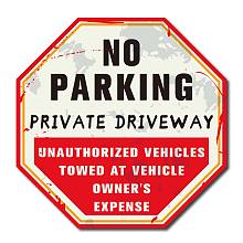 CREATCABIN Metal Tin Signs No Parking Private Driveway Warning Signs Unauthorized Vehicles Towed at Vehicle Owner's Expense Sign Weatherproof Pre-drilled Holes Indoor Outdoor Use 12 x 12 Inch