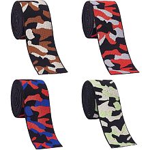 FINGERINSPIREE 4 Yards Camouflage Print Elastic Ribbon 40mm Military Pattern Camouflage Elastic Stretch Ribbon 4 Colors Sewing Nylon Elastic Ribbon Trim for Headband Hand Band Waist Belt