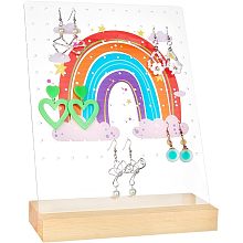 PandaHall Elite 120 Holes Earring Holder, Rainbow Earring Display Stands with Wooden Base Acrylic Earring Hanger Board Stud Earring Stand Organizer Rack Display for Selling Retail Personal Exhibition