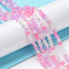 Honeyhandy Glass Beads Strands, Faceted, Rondelle, Violet, 3.5x3mm, Hole: 0.7mm, about 119~125pcs/strand, 13.58 inch~14.37 inch(34.5~36.5cm)