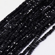 Honeyhandy Glass Beads Strands, Faceted, Cube, Black, 3x3x3mm, Hole: 1mm, about 98~100pcs/strand, 13.8 inch