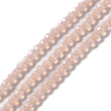 Honeyhandy Faceted Glass Beads Strands, Round, PeachPuff, 4mm, Hole: 1mm, about 99~107pcs/strand, 14.09~15.43''(35.8~39.2cm)