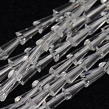 Honeyhandy Glass Beads Strands, Faceted, Cone, Clear, 7.5x4mm, Hole: 1mm, about 71pcs/strand, 20.4 inch