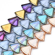 Arricraft Electroplate Glass Beads Strands, Triangle, Mixed Color, 12x16x5mm, Hole: 1mm, about 50pcs/strand, 24.02 inch(61cm)