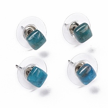 Honeyhandy Natural Apatite Ear Studs, with 304 Stainless Steel Ear Studs, 15.5x6x6mm, Pin: 0.6mm