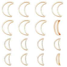 BENECREAT 32Pcs 2 Style Brass & Alloy Linking Rings, Moon, Real 14K Gold Plated, 8~10x4~6.5x1mm, Inner Diameter: 6.3~8.5x2mm, 16pcs/style