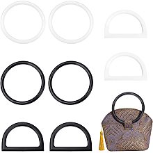 CHGCRAFT 8Pcs 4 Style D-Shape Circle Bag Handles Plastic Purse Handles Circular Ring Purse Handles for Purse Handbags Totes Clutch Making Length 4.7inch 4.8inch