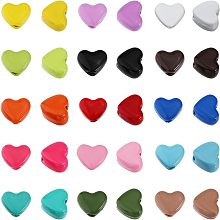 CHGCRAFT 60Pcs 15 Colors Heart Shape Alloy Plated Beads Spray Painted Alloy Beads for Bracelet Necklace DIY Craft Jewelry Making, Mixed Color