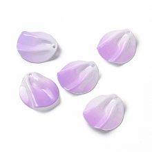 Gradient Spray Painted Alloy Pendants, Petal, Lilac, 25x22.5x5mm, Hole: 1.2mm