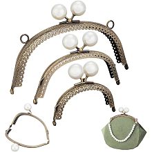 PandaHall Elite 3 Sizes Metal Purse Frames, Bag Kiss Clasp Lock Arch Bag Clasp Purse Round Bag Pearl Purse Tow Ball Kiss Clasp Purse Frames for Bag Making Clutch DIY Handle Bag Sewing Craft