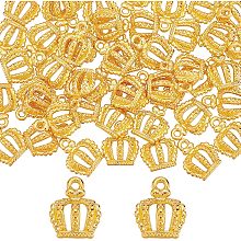 SUNNYCLUE 1 Box 100Pcs Crown Charms in Bulk King Charms King Crown Charms for Jewelry Making Crown Cabochons Flatback Crown Charms Bracelets Earrings Necklace Supplies Nail Art Adult DIY Craft 12mm