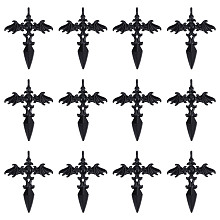 SUNNYCLUE 30Pcs Gothic Style Alloy Pendents, Sword with Wing, Electrophoresis Black, 44x34.5x3mm, Hole: 4mm