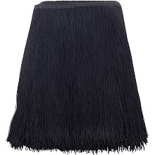 OLYCRAFT 10 Yards Polyester Tassel Fringe Trim 11 inch Wide Sewing Fringe Trim Lace Long Lenth Polyester Tassel for DIY Latin Dress - Black