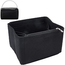 WADORN Felt Purse Organizer Insert, Tote Bag Organizer Insert Mini Tote Basket Shaper Liner Rectangle Bag in Bag Shoulder Bag Interior Shaper for Make-up Storage Bag, 7.79x5.12x6.18 Inch, Black