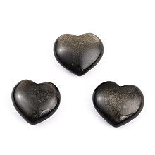 Honeyhandy Natural Golden Sheen Obsidian Heart Love Stone, Pocket Palm Stone for Reiki Balancing, 26x24.5x12.5mm