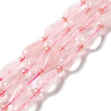 Natural Rose Quartz Beads Strands, Faceted, Teardrop, 12~16.5x7.5~8.5mm, Hole: 0.8mm, about 20~21pcs/strand, 14.96~15.63''(38~39.7cm)