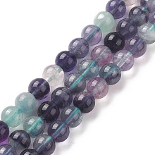 Honeyhandy Natural Fluorite Beads Strands, Round, 8mm, Hole: 1mm, about 50pcs/strand, 15.16''(38.5cm)