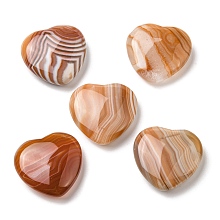 Honeyhandy Natural Red Striped Agate/Banded Agate Palm Stones, Healing Stone, Heart, 29~29.5x30x9.5~10mm