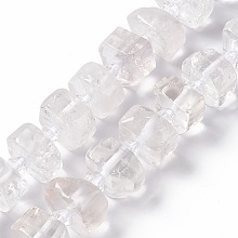 Honeyhandy Natural Quartz Crystal Beads Strands, Rock Crystal, Faceted, Flat Round, 14x14x5~8.5mm, Hole: 1.8mm, about 30pcs/strand, 14.76 inch(37.5cm)