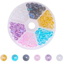 ARRICRAFT Synthetic Moonstone Beads Strands, Dyed, Holographic Beads, Half AB Color Plated, Frosted, Round, Mixed Color, 6mm, Hole: 1mm, 120pcs/box