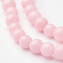 Honeyhandy Natural Mashan Jade Round Beads Strands, Dyed, Pink, 4mm, Hole: 1mm, about 98pcs/strand, 15.7 inch