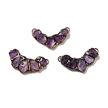 Honeyhandy Natural Amethyst Nuggets Big Pendants, Large Hole Pendants, with Red Copper Tone Brass Findings, Cadmium Free & Lead Free, Boomerang, 33~35x49.5~58x7~13mm, Hole: 5.5x3mm