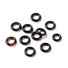 Honeyhandy Natural Black Agate Charms, Large Hole Charm, Ring, Dyed & Heated, 12x2.5mm, Hole: 7mm