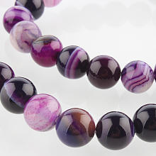 Honeyhandy Natural Gemstone Agate Round Bead Strands, Dyed, Blue Violet, 8mm, Hole: 1mm, about 49pcs/strand, 14.96 inch