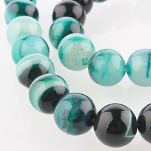 Honeyhandy Natural Gemstone Agate Round Bead Strands, Dyed, Dark Cyan, 10mm, Hole: 1mm, about 38pcs/strand, 14.96 inch