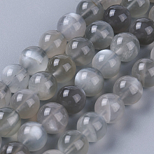 Honeyhandy Natural Grey Moonstone Beads Strands, Round, 6mm, Hole: 0.6mm, about 65~67pcs/strand, 15.7 inch(40cm)