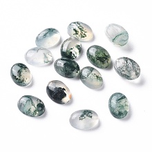 Honeyhandy Natural Moss Agate Cabochons, Flat Back, Oval, 6x4x2.5mm