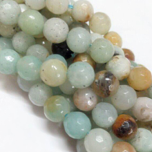 Honeyhandy Natural Flower Amazonite Beads Strands, Faceted, Round, Sky Blue, 6mm, Hole: 1mm, about 63pcs/strand, 15.55 inch