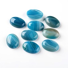 Honeyhandy Oval Natural Striped Agate/Banded Agate Cabochons, 30x22x6.8mm