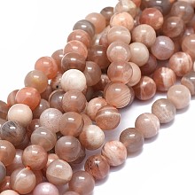 Honeyhandy Natural Sunstone Beads Strands, Round, 8mm, Hole: 1mm, about 50pcs/strand, 15.5 inch(39.5cm)