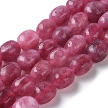 Honeyhandy Natural Malaysia Jade Beads Strands, Faceted, Oval, Dyed and Heated, Old Rose, 10.5~13x8.5~10x7~10mm, Hole: 1.2mm, about 31~32pcs/strand, 14.57''~15.16''(37~38.5cm)