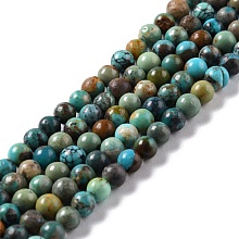 Honeyhandy Natural HuBei Turquoise Beads Strands, Round, Grade AB+, 4mm, Hole: 0.8mm, about 101pcs/strand, 15.55''(39.5cm)