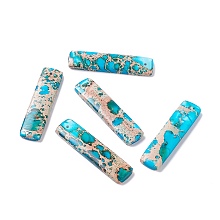 Honeyhandy Natural Bule Turquoise Pendants, Rectangle, 48x12x4.5mm, Hole: 1.6mm