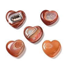 Honeyhandy Natural Agate Beads Decorations, Dyed & Heated, Druzy Geode, Heart, 44~51x48.5~54x11.5~15mm