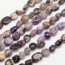 Honeyhandy Natural Charoite Bead Strands, Tumbled Stone, Nuggets, 3~14x3~14mm, Hole: 1mm, about 15.35 inch