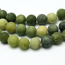 Honeyhandy Round Frosted Natural TaiWan Jade Bead Strands, 12mm, Hole: 1mm, about 32pcs/strand, 15.5 inch