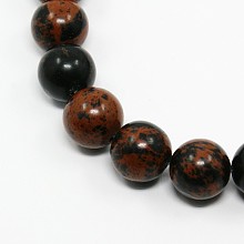 Honeyhandy Mahogany Obsidian Round Bead Strands, 10mm, Hole: 1mm, about 38pcs/strand, 15.3 inch