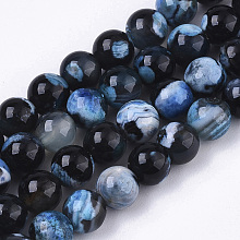 Honeyhandy Natural Fire Crackle Agate Beads Strands, Dyed, Round, Light Sky Blue, 6~7mm, Hole: 1mm, about 63pcs/strand, 14.96 inch~15.12 inch(38cm~38.4cm)