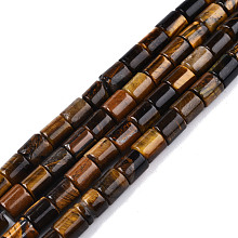 Honeyhandy Natural Tiger Eye Beads Strands, Column, 7x6~6.5mm, Hole: 1mm, about 57pcs/strand, 15.35 inch(39cm)