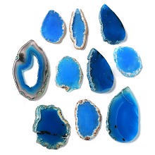 Honeyhandy Dyed Mixed Shape Natural Agate Gemstone Big Pendants, Midnight Blue, 39~85x26~62x5~6mm, Hole: 2mm